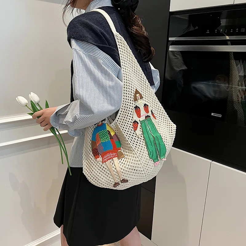 Wenpercy Knitted Fabric Tote Shoulder Bag Regular Women's Multicolor-1