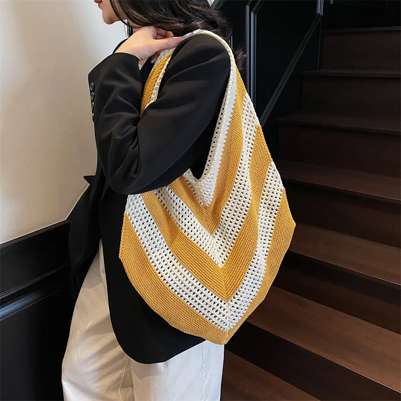 Wenpercy Knitted Fabric Tote Bag, Shoulder Bag Women's Multicolor-7