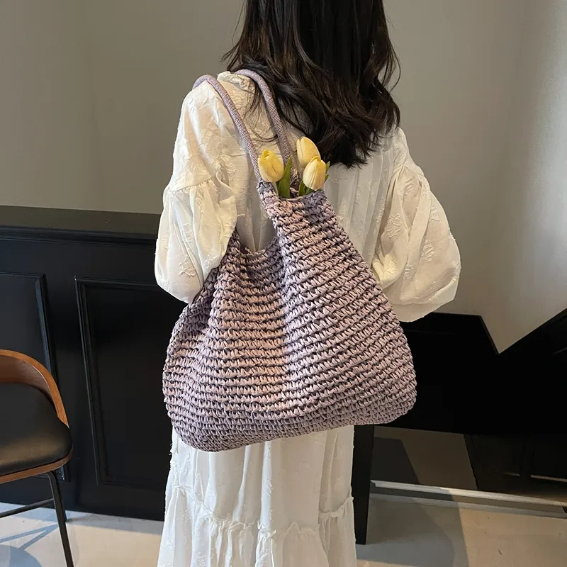Wenpercy Straw Woven Shoulder Bag Regular Women's Multicolor-17