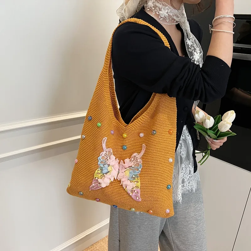 Wenpercy Chunky Yarn Woven Shoulder Bag Women's Multicolor-7