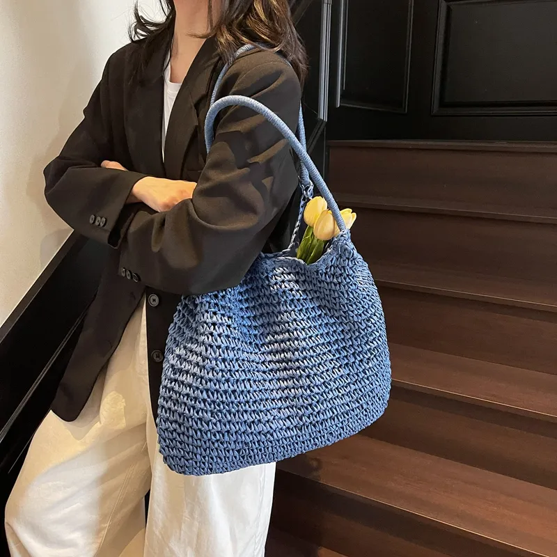 Wenpercy Straw Woven Shoulder Bag Regular Women's Multicolor-7