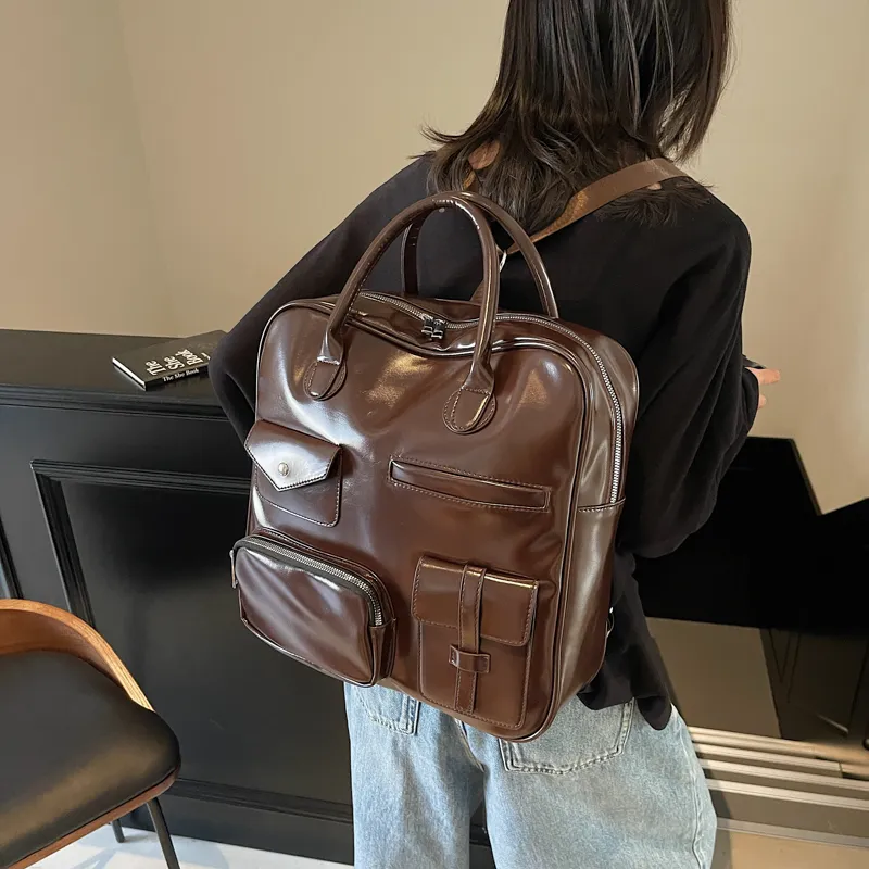 Wenpercy PU Backpack Unisex Multicolor-7