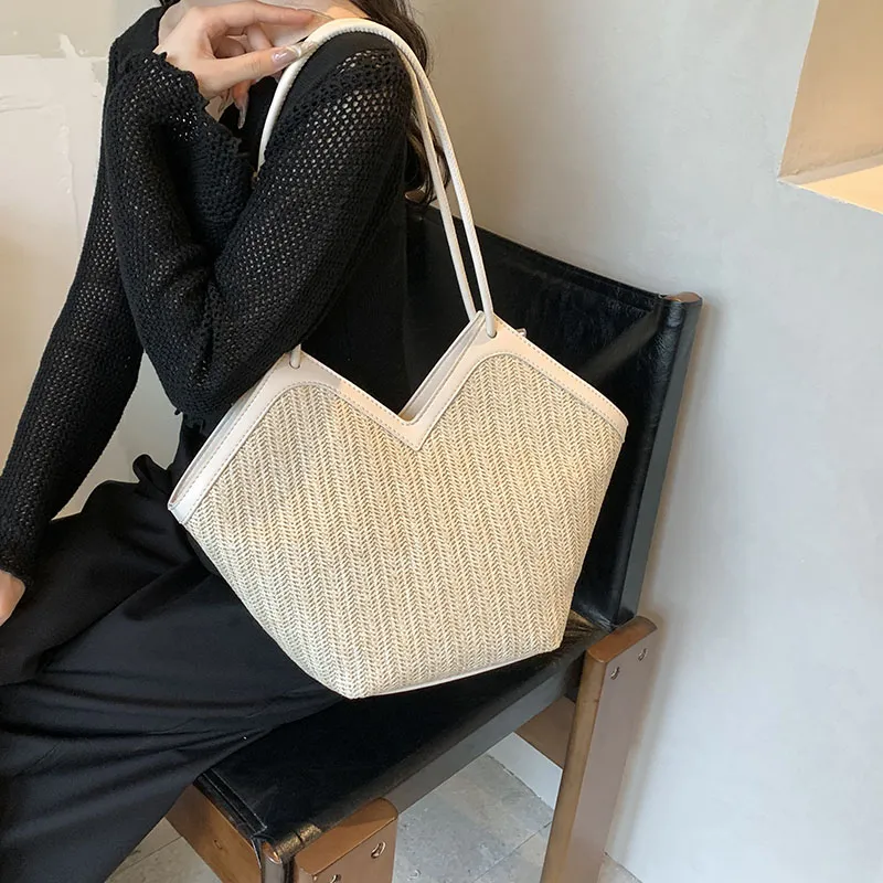 Wenpercy Straw Woven Shoulder Bag Regular Women's Multicolor-11