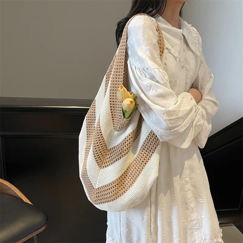 Wenpercy Knitted Fabric Tote Bag, Shoulder Bag Women's Multicolor-10