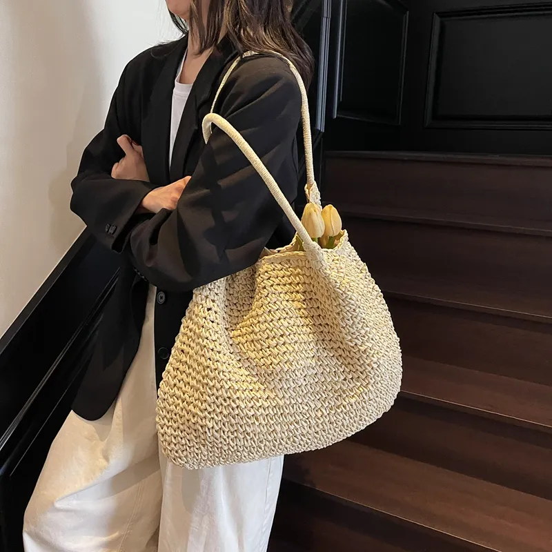 Wenpercy Straw Woven Shoulder Bag Regular Women's Multicolor-10