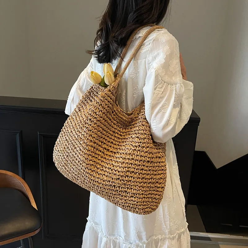 Wenpercy Straw Woven Shoulder Bag Regular Women's Multicolor-5