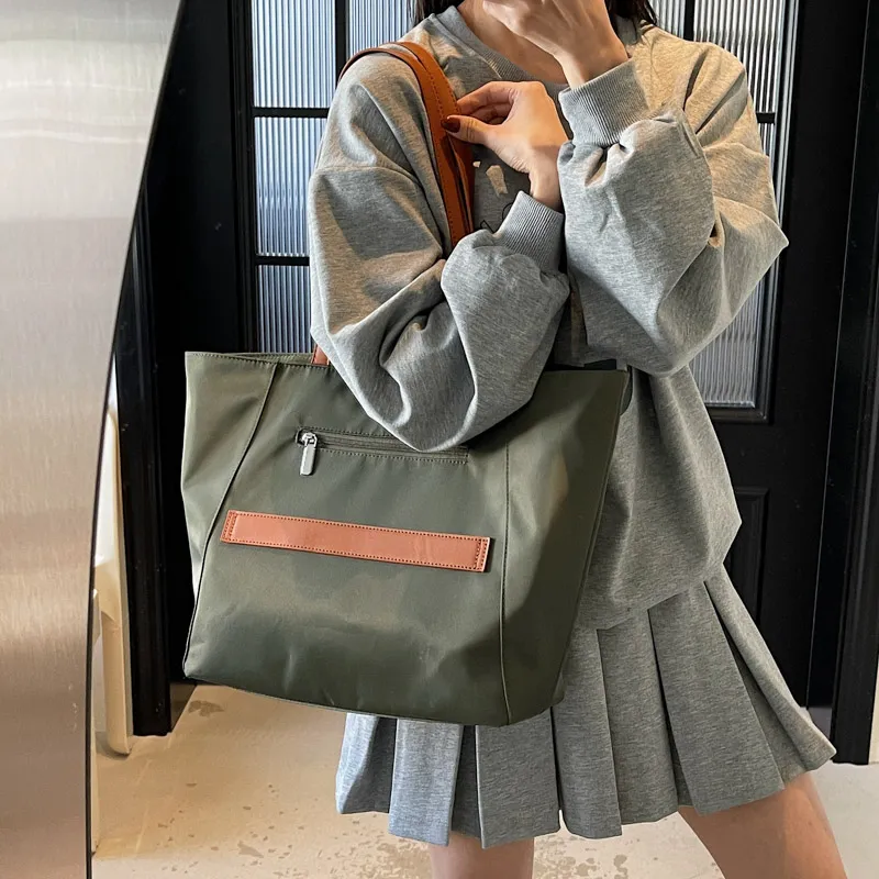 Wenpercy Fabric Tote One Shoulder Handbag Women's Black/Khaki/Green-8