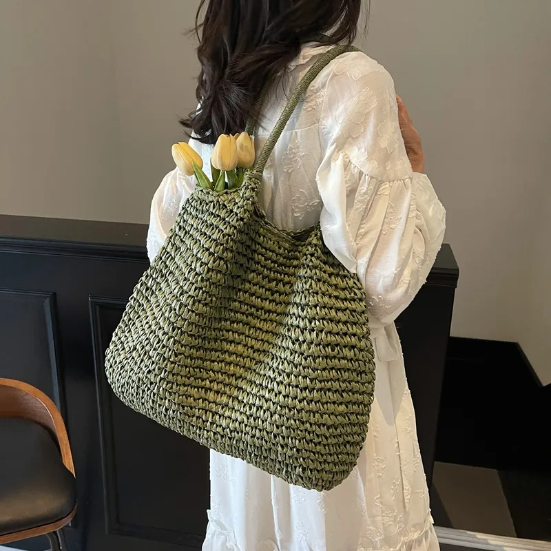 Wenpercy Straw Woven Shoulder Bag Regular Women's Multicolor-13