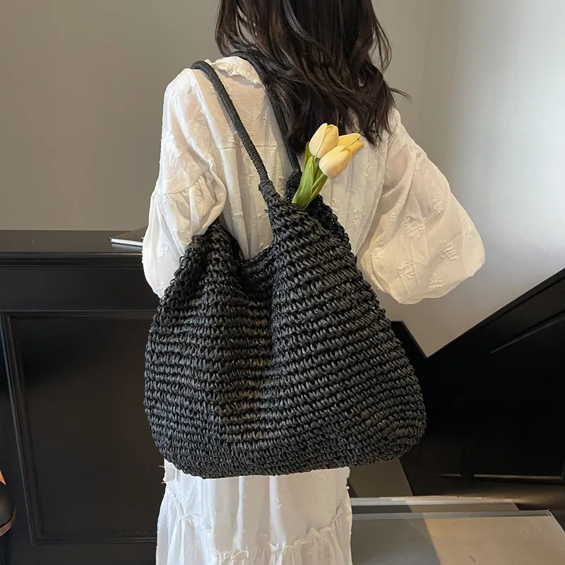 Wenpercy Straw Woven Shoulder Bag Regular Women's Multicolor-2