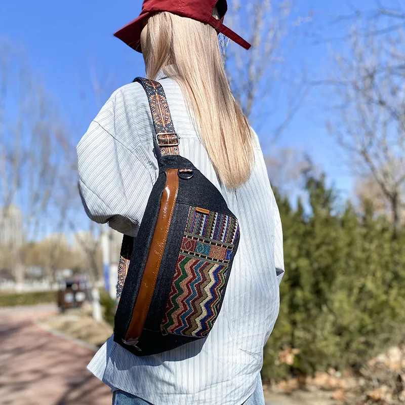 Wenpercy Denim Sling Bag Regular Women's Multicolor-4