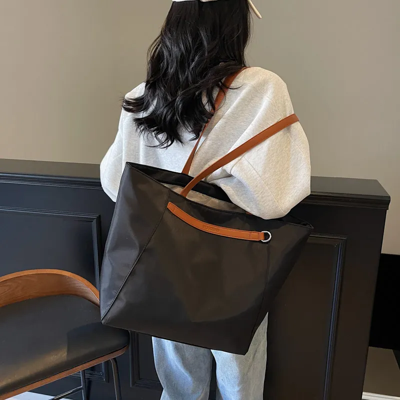 Wenpercy Fabric Tote One Shoulder Handbag Women's Black/Khaki/Green-2