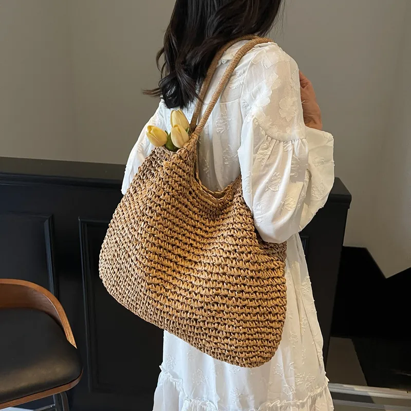 Wenpercy Straw Woven Shoulder Bag Regular Women's Multicolor-4