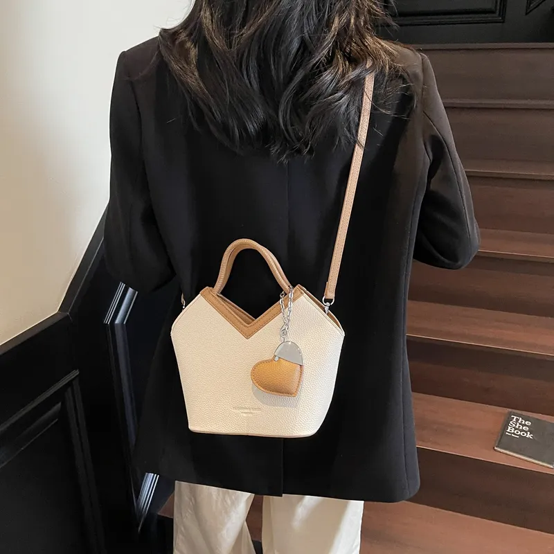 Wenpercy PU Bucket Bag, One Shoulder Handbag Women's Multicolor-14