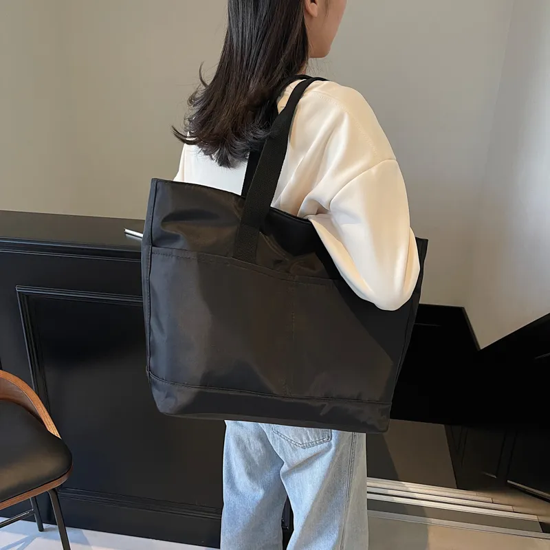 Wenpercy Fabric Travel Shoulder Bag Unisex Black/Khaki-1
