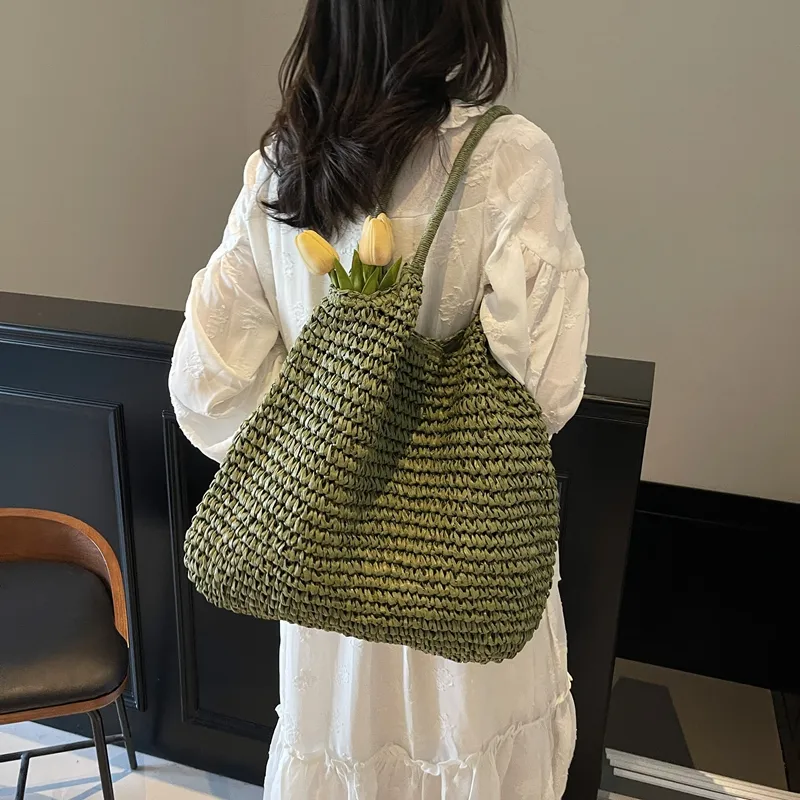 Wenpercy Straw Woven Shoulder Bag Regular Women's Multicolor-14