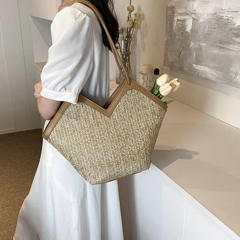 Wenpercy Straw Woven Shoulder Bag Regular Women's Multicolor-7