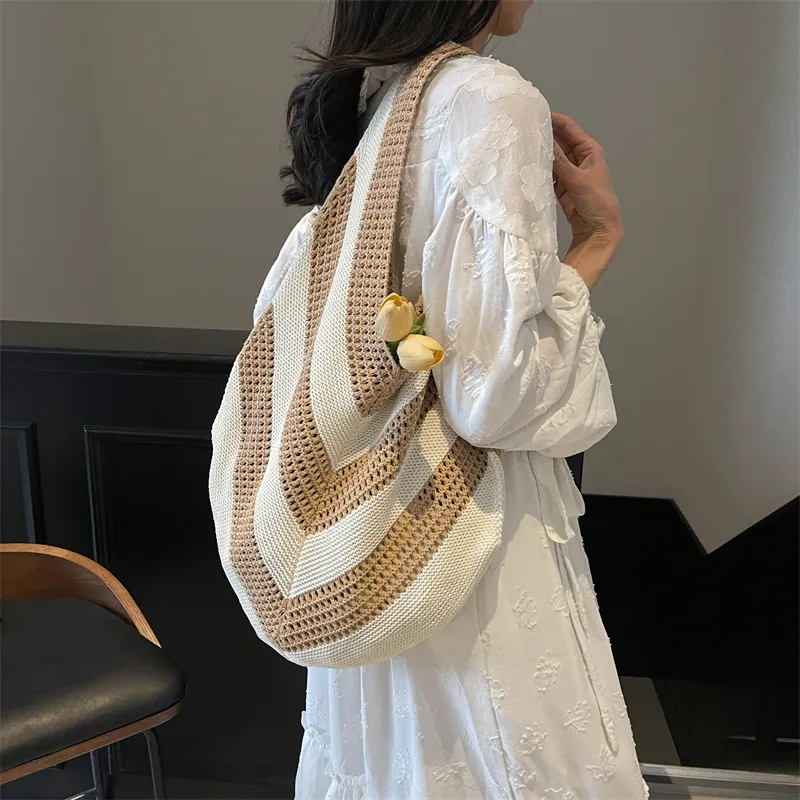 Wenpercy Knitted Fabric Tote Bag, Shoulder Bag Women's Multicolor-11