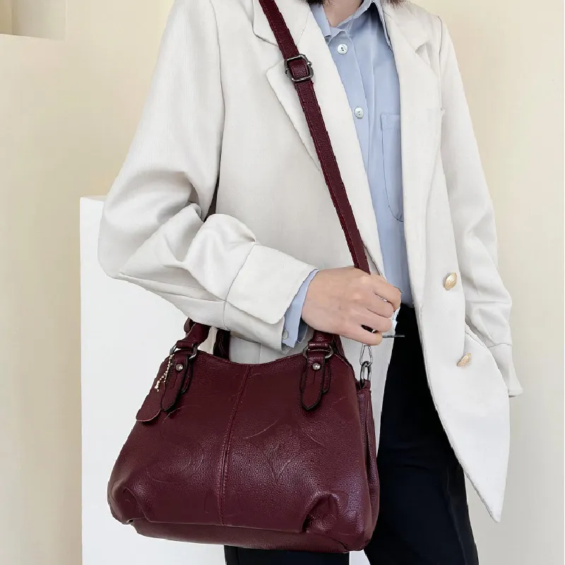 Cool PU Shoulder Bag Regular Unisex Black/Red-7
