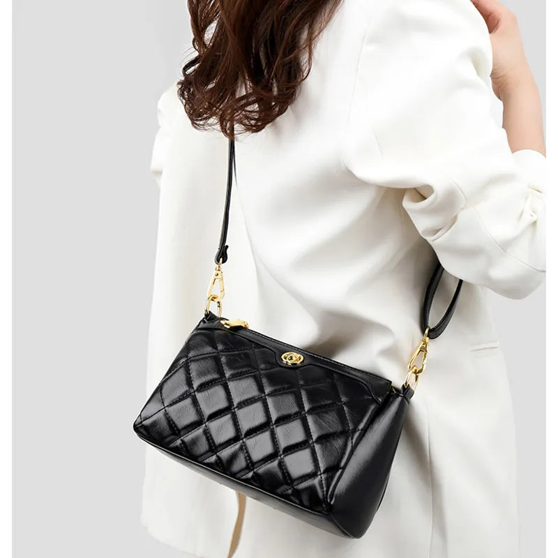 Cool PU Small Square Crossbody Bag, Shoulder Bag Women's Ecru/Black-5