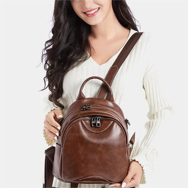 ALLDeaR PU Backpack Regular Women's Dark Coffee/Black-1