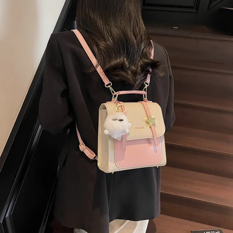 Cool PU Backpack Women's Pink/Green/Black/Yellow/Silver-2