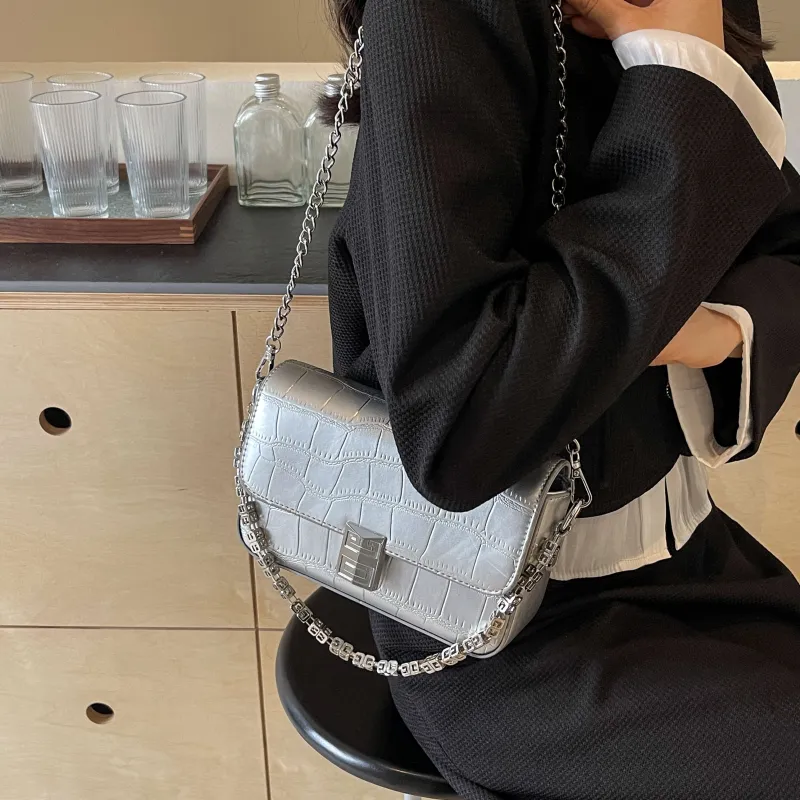 Cool Pu Portable Crossbody Bag, Shoulder Bag Regular Women's Ecru/Silver/Black/Brown-11