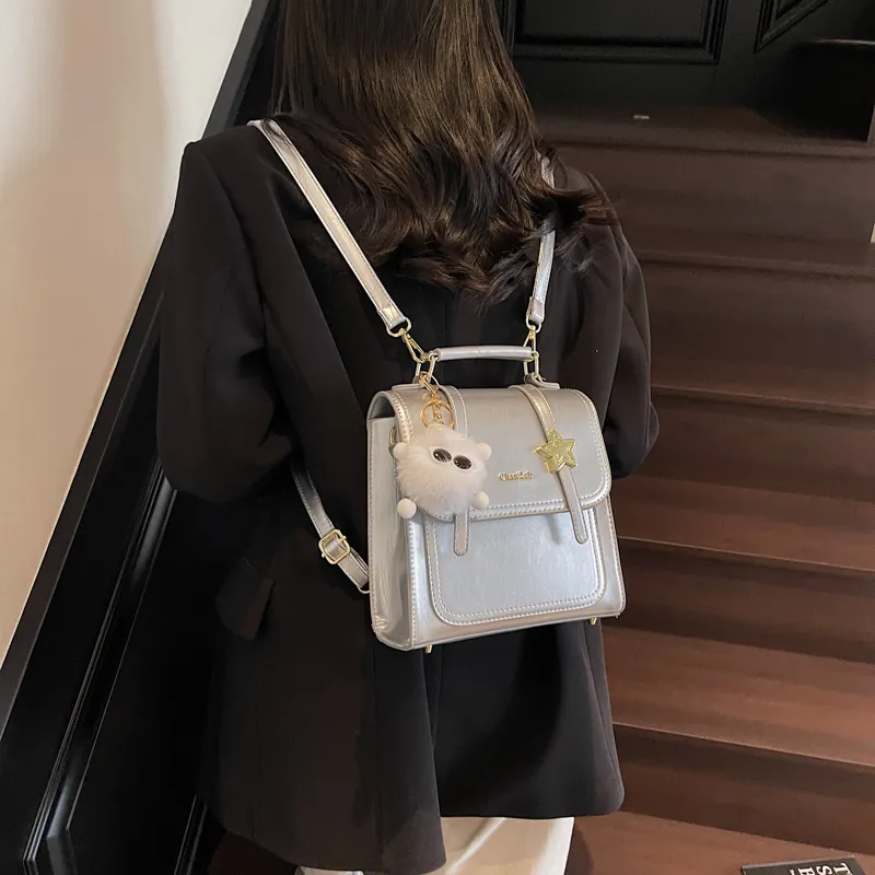 Cool PU Backpack Women's Pink/Green/Black/Yellow/Silver-18