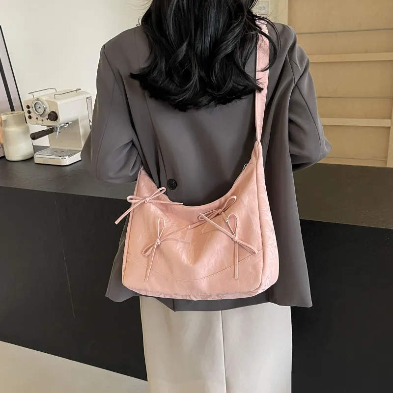 Cool Flannelette Shoulder Bag Women's Ecru/Silver/Black/Pink-14
