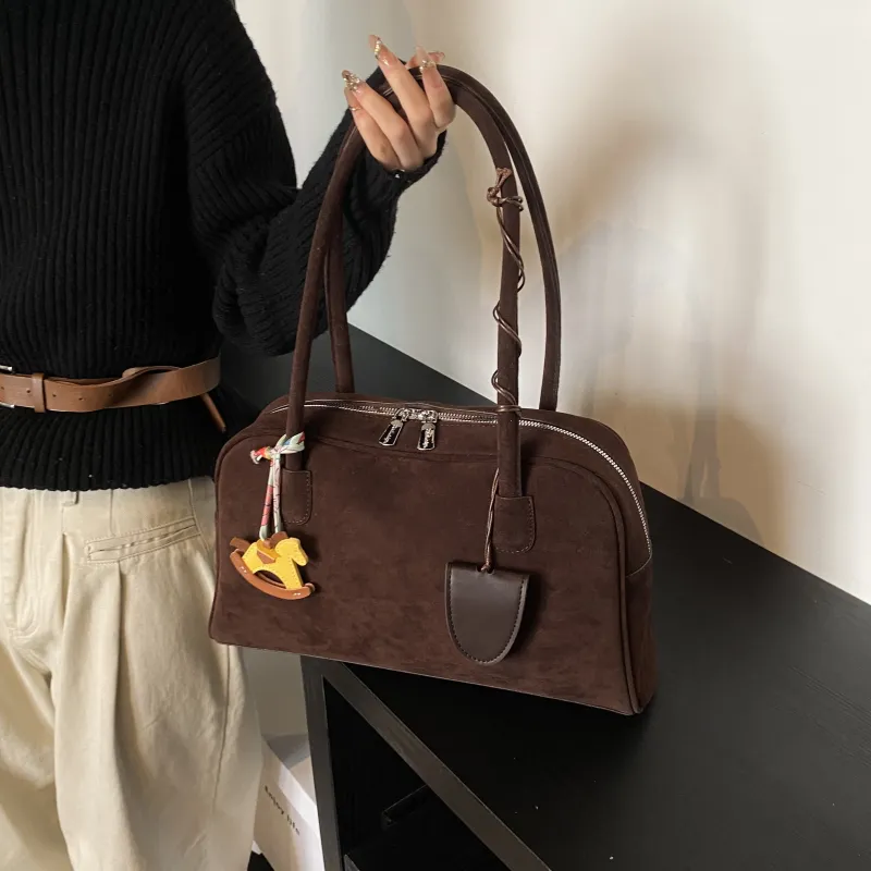 Cool Matte PU Shoulder Bag Regular Women's Coffee/Brown-2