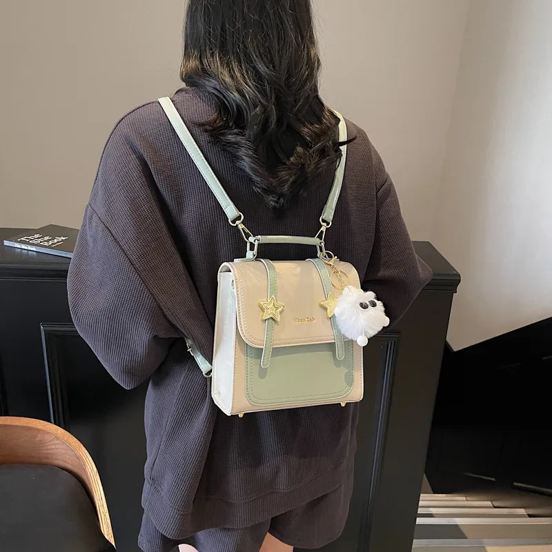 Cool PU Backpack Women's Pink/Green/Black/Yellow/Silver-5