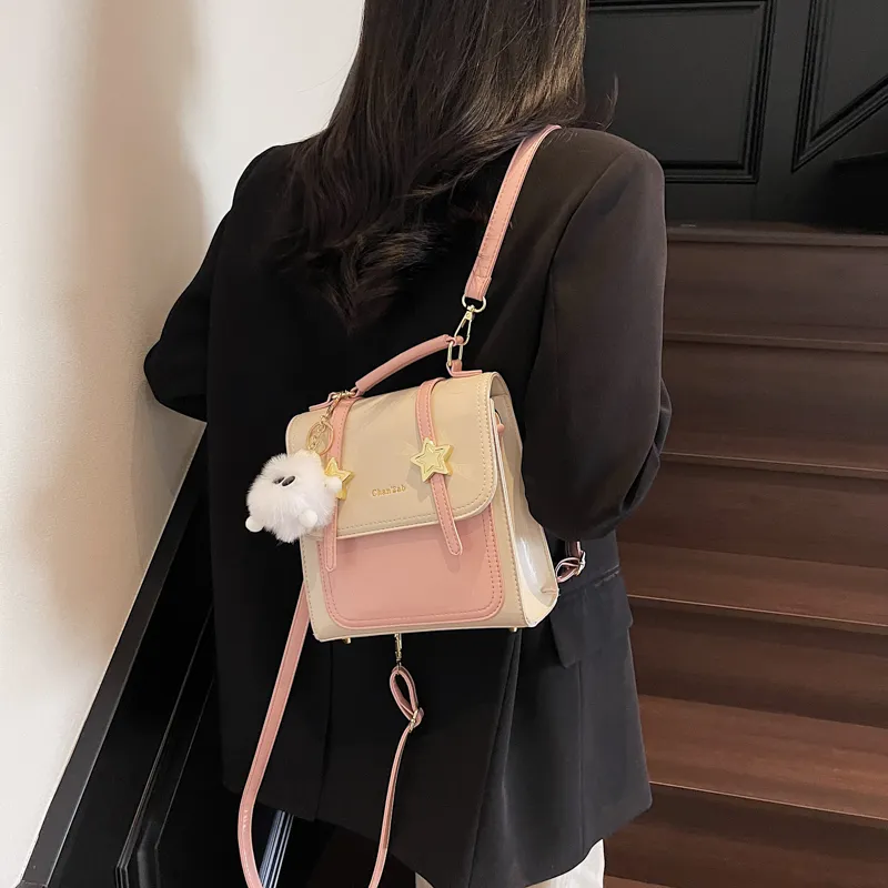 Cool PU Backpack Women's Pink/Green/Black/Yellow/Silver-3