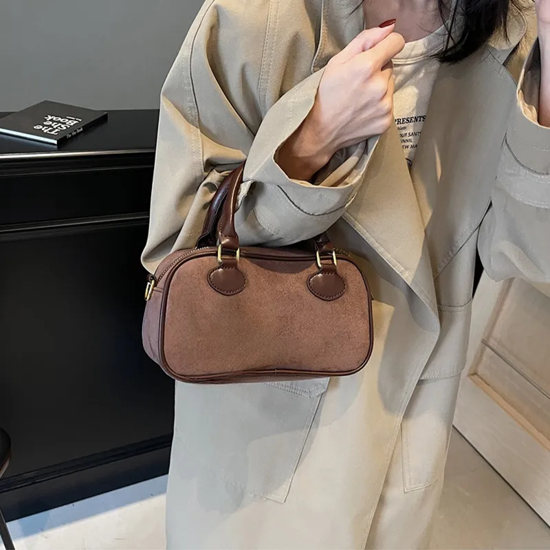 Cool Suede Handbag Women's Brown/Coffee/Pink/Black-6