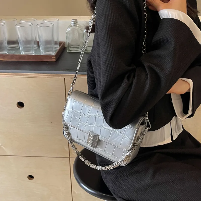 Cool Pu Portable Crossbody Bag, Shoulder Bag Regular Women's Ecru/Silver/Black/Brown-12