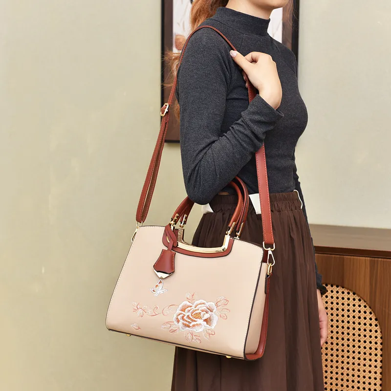 Cool PU Crossbody One Shoulder Handbag Women's Small Flower Style/Print Style-5