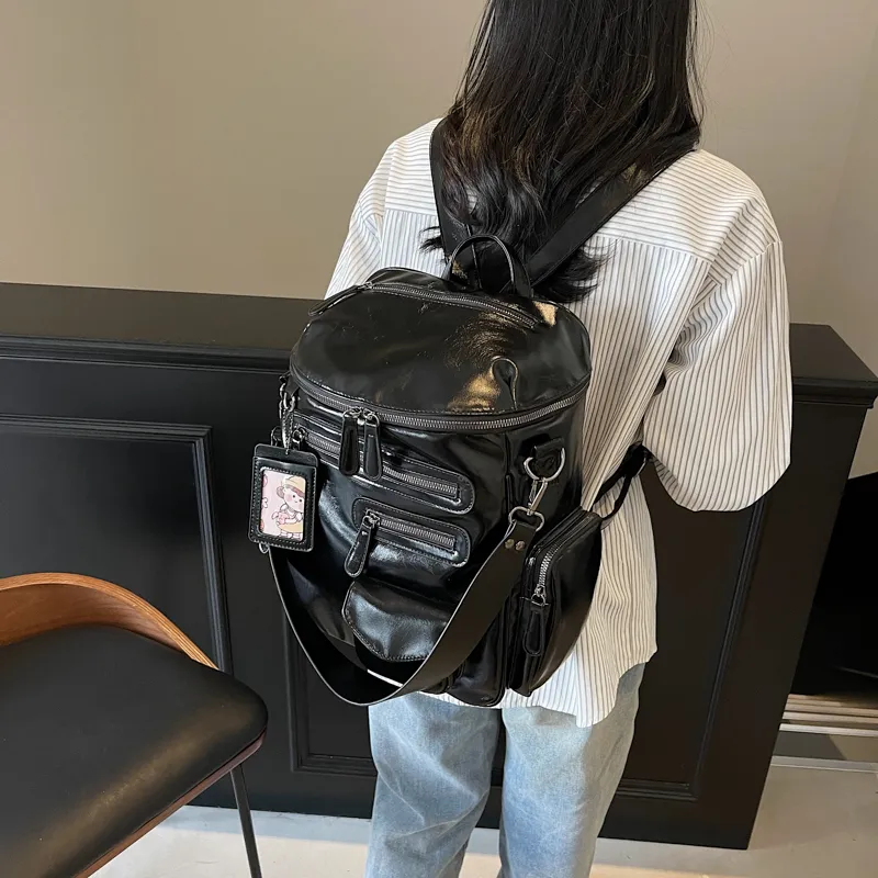 Cool PU Backpack Regular Women's Ecru/Silver/Black-11