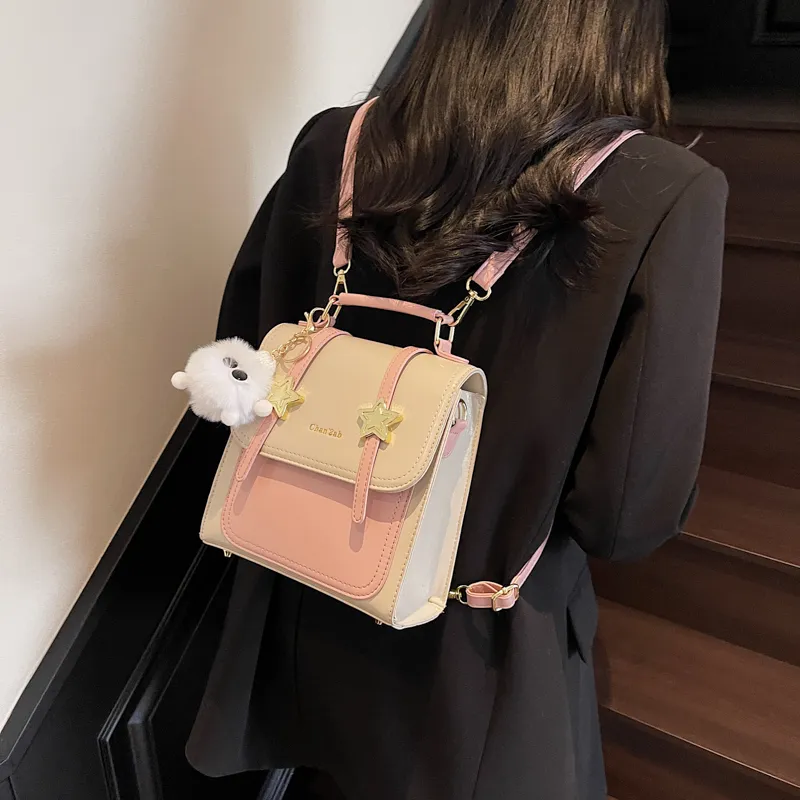Cool PU Backpack Women's Pink/Green/Black/Yellow/Silver-1