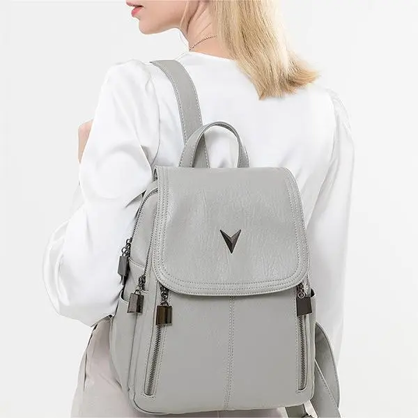 ALLDeaR PU Backpack Women's Gray/Brown/Black-1