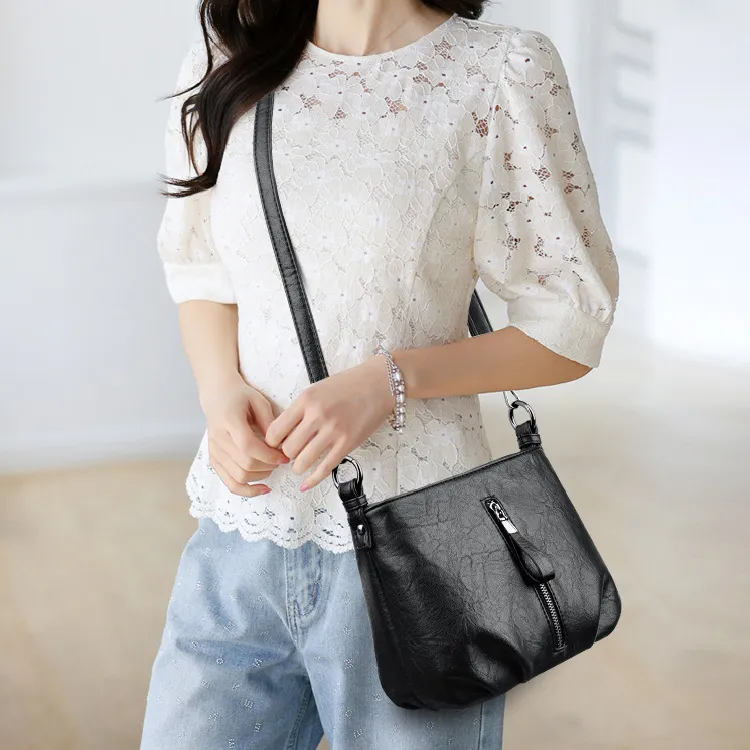 Cool PU Shoulder Bag Regular Women's Black/Coffee/Khaki-1