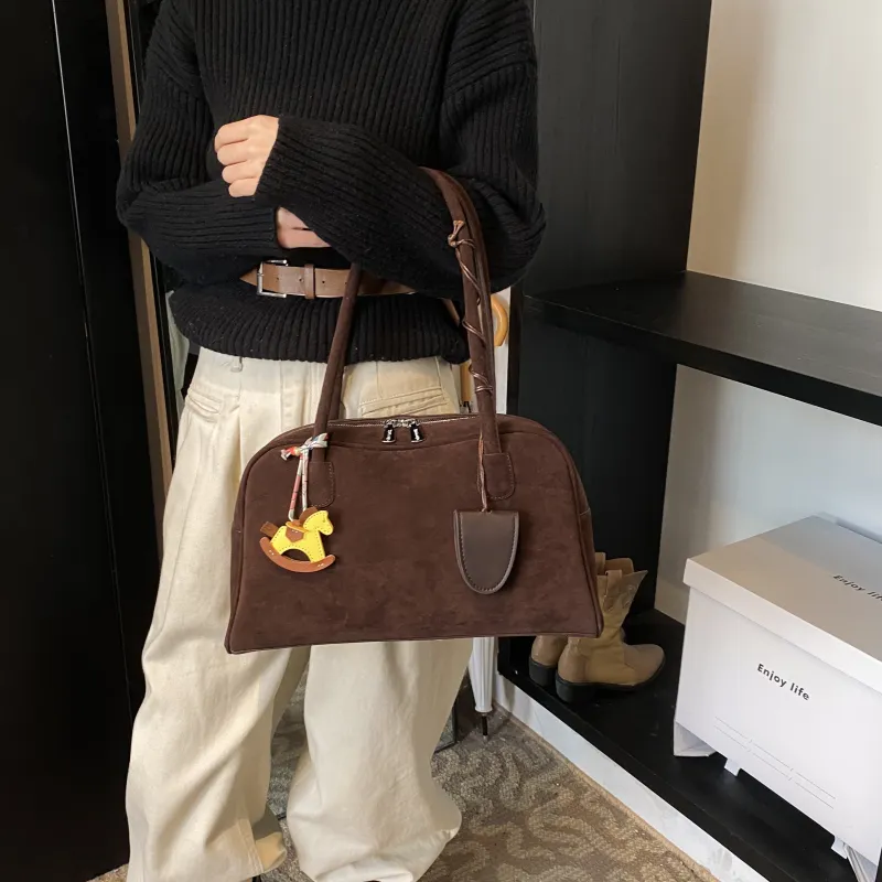 Cool Matte PU Shoulder Bag Regular Women's Coffee/Brown-4