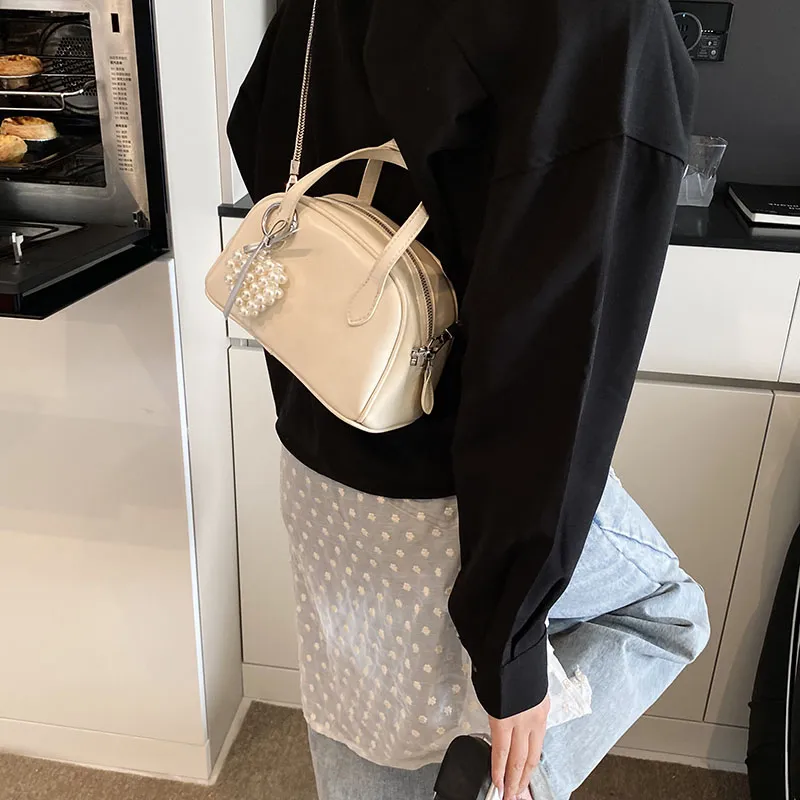 Cool PU One Shoulder Handbags Women's White/Pink/Black-3