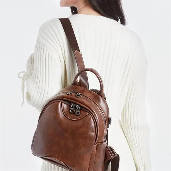 ALLDeaR PU Backpack Regular Women's Dark Coffee/Black-2