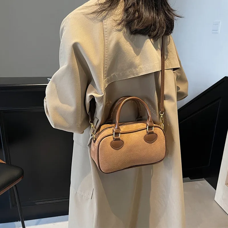 Cool Suede Handbag Women's Brown/Coffee/Pink/Black-3