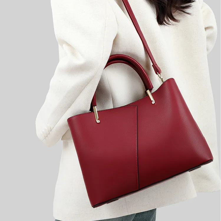 Cool Pu One Shoulder Handbag Regular Women's Khaki, Red, Black-5