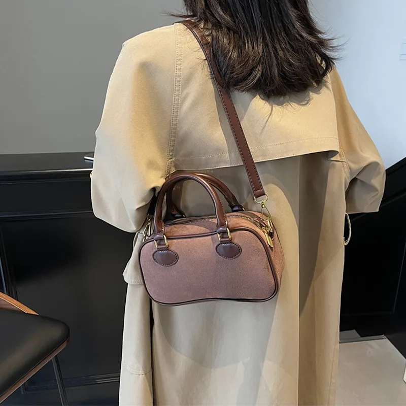 Cool Suede Handbag Women's Brown/Coffee/Pink/Black-7