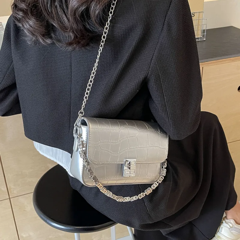 Cool Pu Portable Crossbody Bag, Shoulder Bag Regular Women's Ecru/Silver/Black/Brown-13