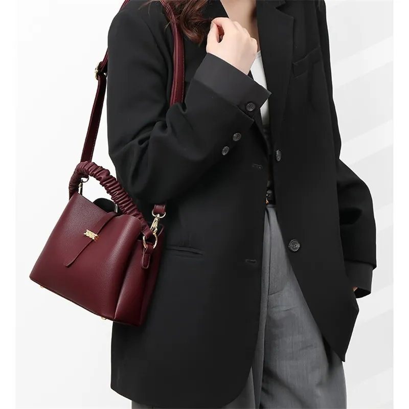 Cool PU Shoulder Bag Regular Women's Black/Ecru/Yellow/Burgundy-9