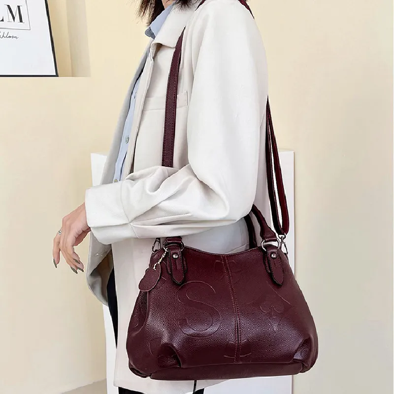 Cool PU Shoulder Bag Regular Unisex Black/Red-6