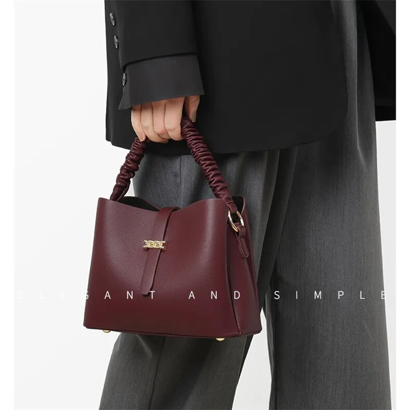 Cool PU Shoulder Bag Regular Women's Black/Ecru/Yellow/Burgundy-10