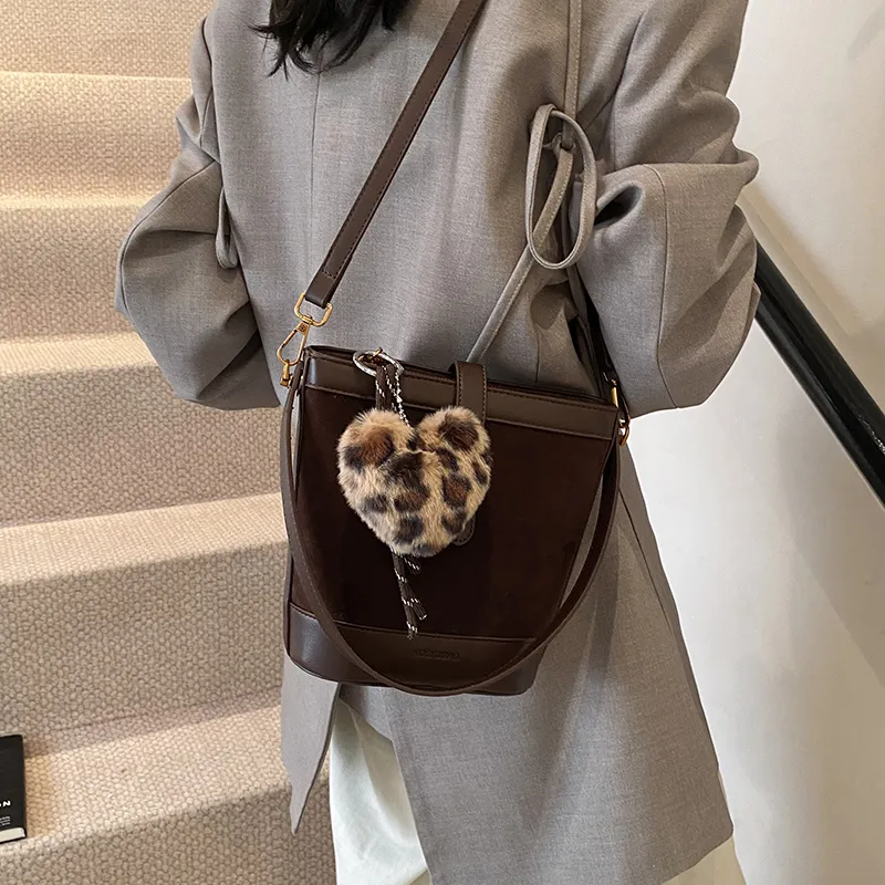 ALLDeaR PU Handbag Women's Leopard Print Coffee-7