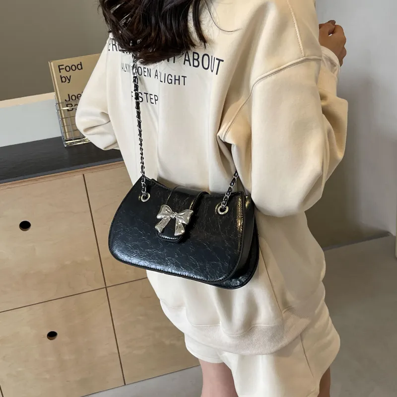 Cool PU Chain Bag Shoulder Bag Crossbody Bag Shoulder Bag Regular Women's Black/Ecru/Silver/Pink-1